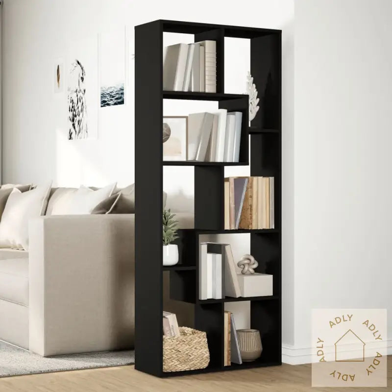 Romdeler Bokhylle Svart 67X25X161,5 Cm Konstruert Tre