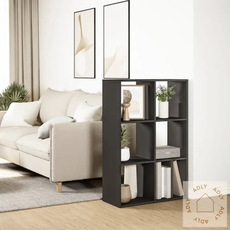 Romdeler Bokhylle Svart 69,5X29X103,5 Cm Konstruert Tre