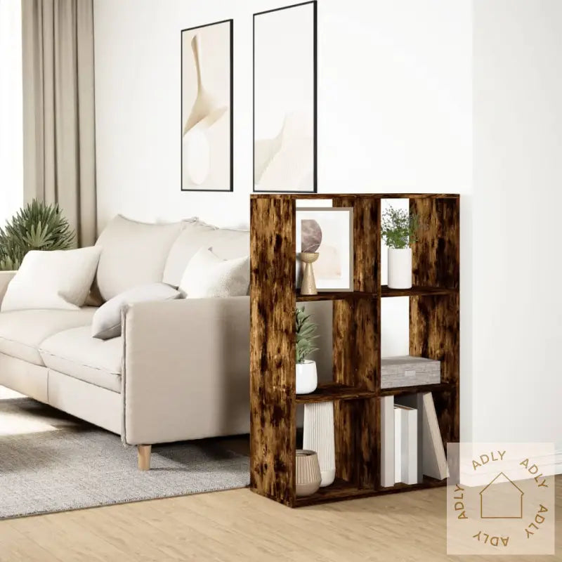 Romdeler Bokhylle Røkt Eik 69,5X29X103,5 Cm Konstruert Tre