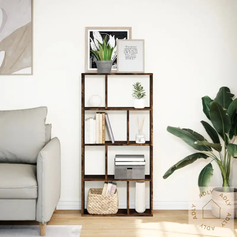 Bokhylle Røkt Eik 60X20X120 Cm Konstruert Tre