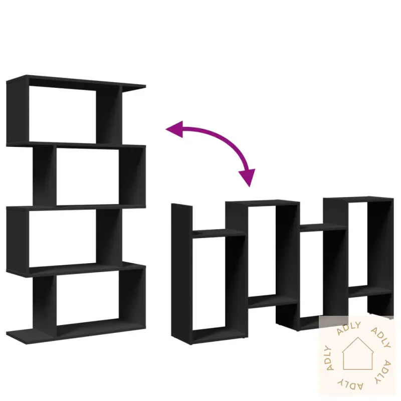 Romdeler Bokhylle 4 Etasjer Svart 70X24X129 Cm Konstruert Tre