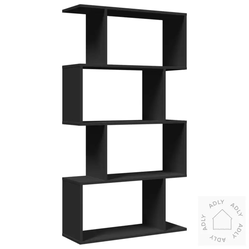 Romdeler Bokhylle 4 Etasjer Svart 70X24X129 Cm Konstruert Tre