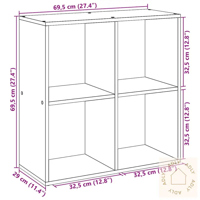 Romdeler Bokhylle Artisan Eik 69,5X29X69,5 Cm Konstruert Tre