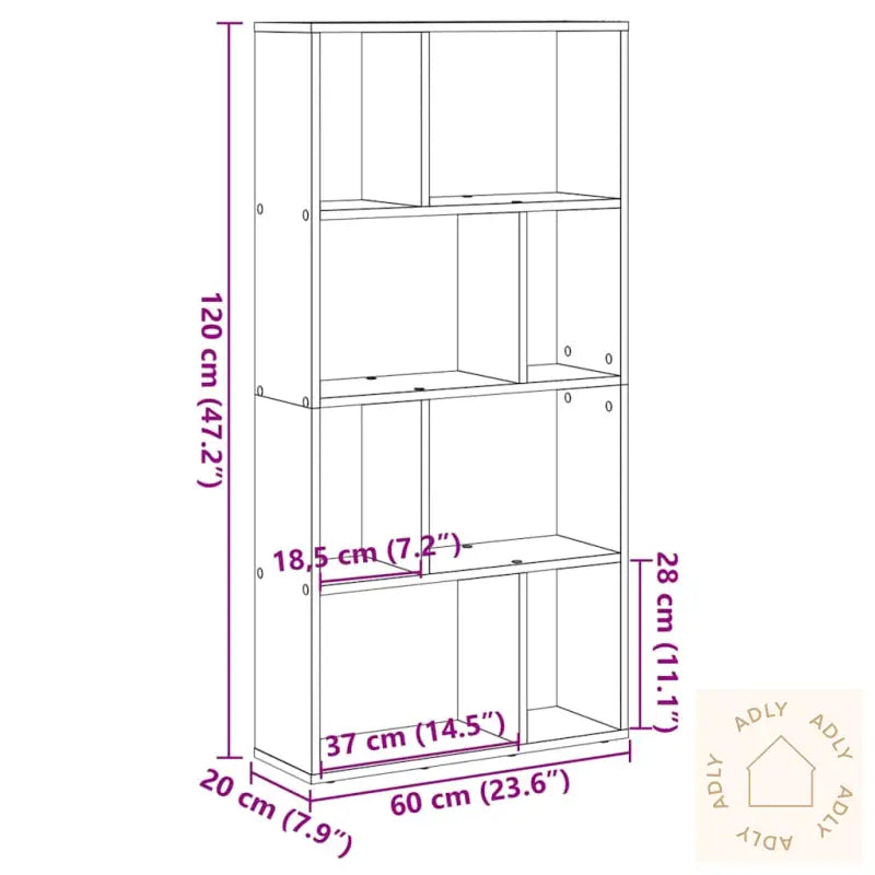 Bokhylle Artisan Eik 60X20X120 Cm Konstruert Tre