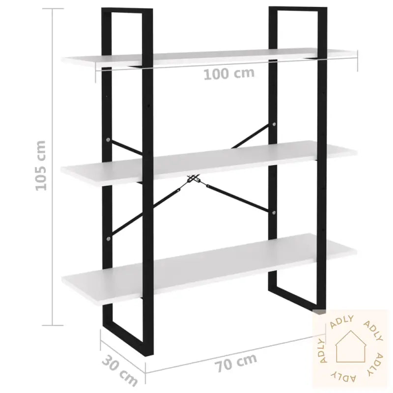 Bokhylle Hvit 100X30X105 Cm Konstruert Tre