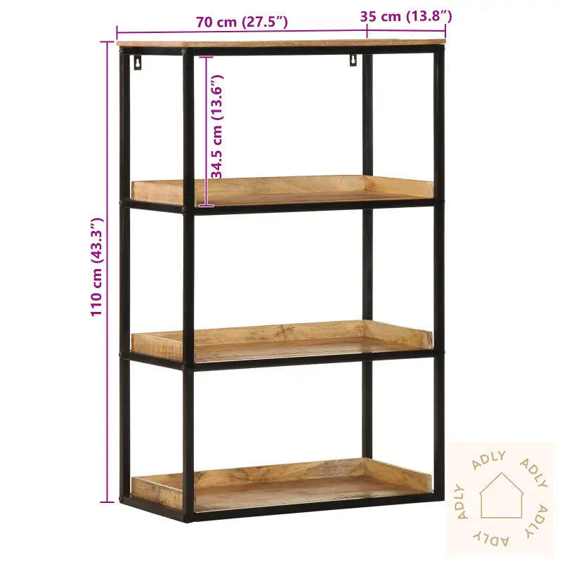 Bokhylle 70X35X110 Cm Massivt Tre Røft Mango