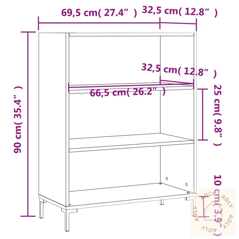 Bokhylle Betonggrå 69,5X32,5X90 Cm Konstruert Tre