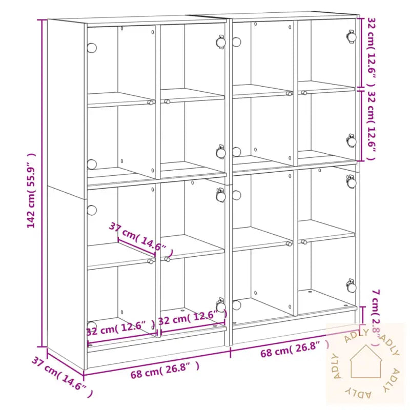 Bokhylle Med Dører Hvit 136X37X142 Cm Konstruert Tre