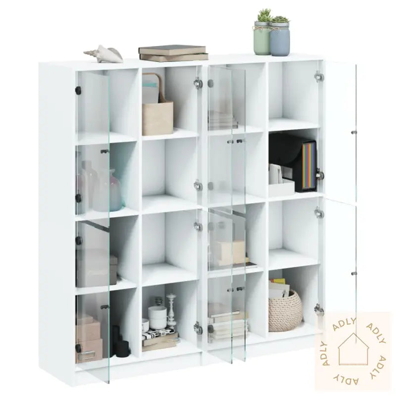 Bokhylle Med Dører Hvit 136X37X142 Cm Konstruert Tre