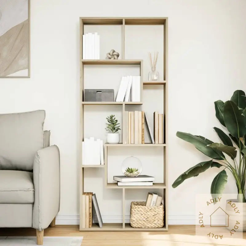 Romdeler Bokhylle Sonoma Eik 67X25X161,5 Cm Konstruert Tre