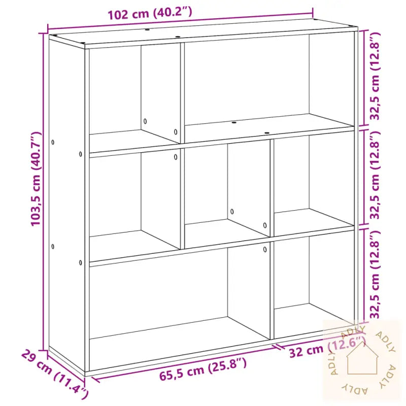 Romdeler Bokhylle Sonoma Eik 102X29X103,5 Cm Konstruert Tre