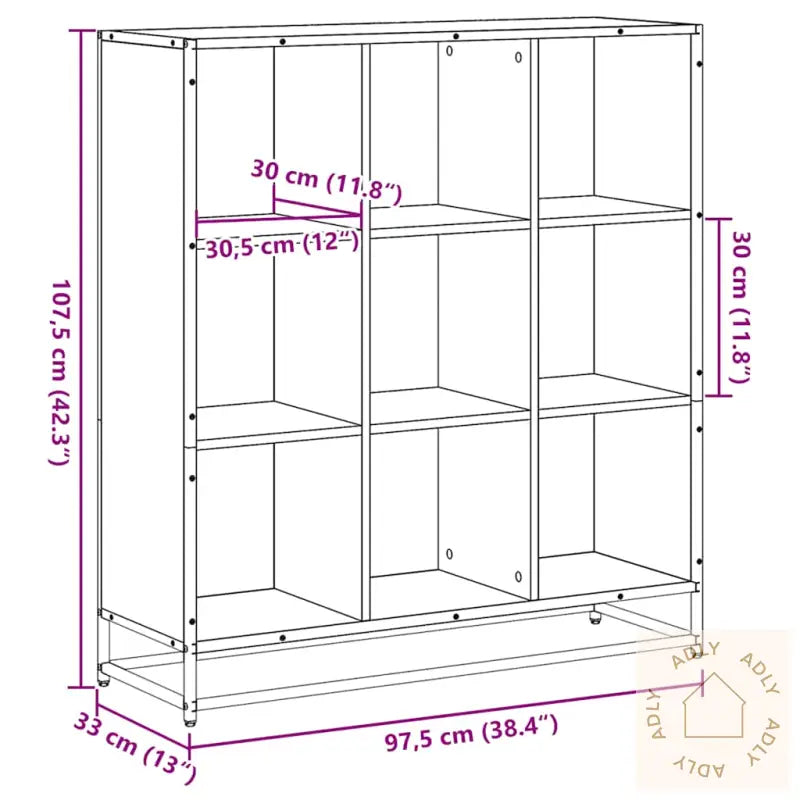 Bokhylle Sonoma Eik 97,5X33X107,5 Cm Konstruert Tre Og Metall