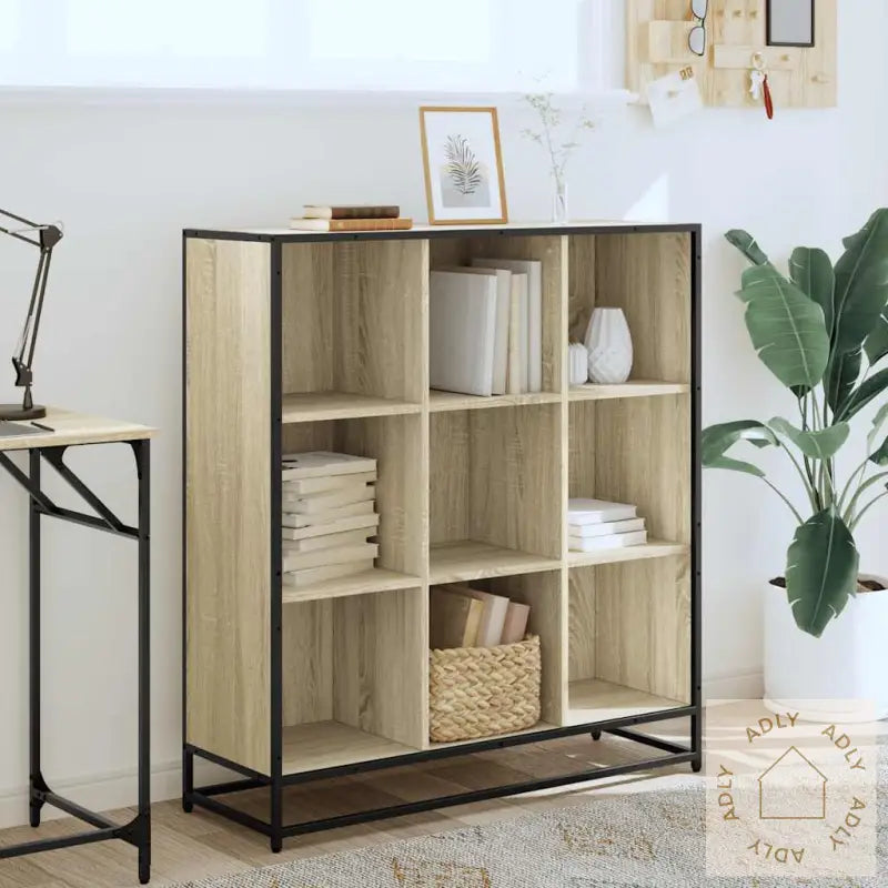 Bokhylle Sonoma Eik 97,5X33X107,5 Cm Konstruert Tre Og Metall