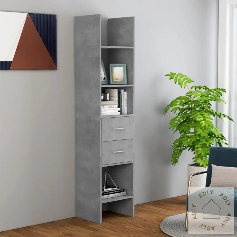 Bokhylle Betonggrå 40X35X180 Cm Konstruert Tre