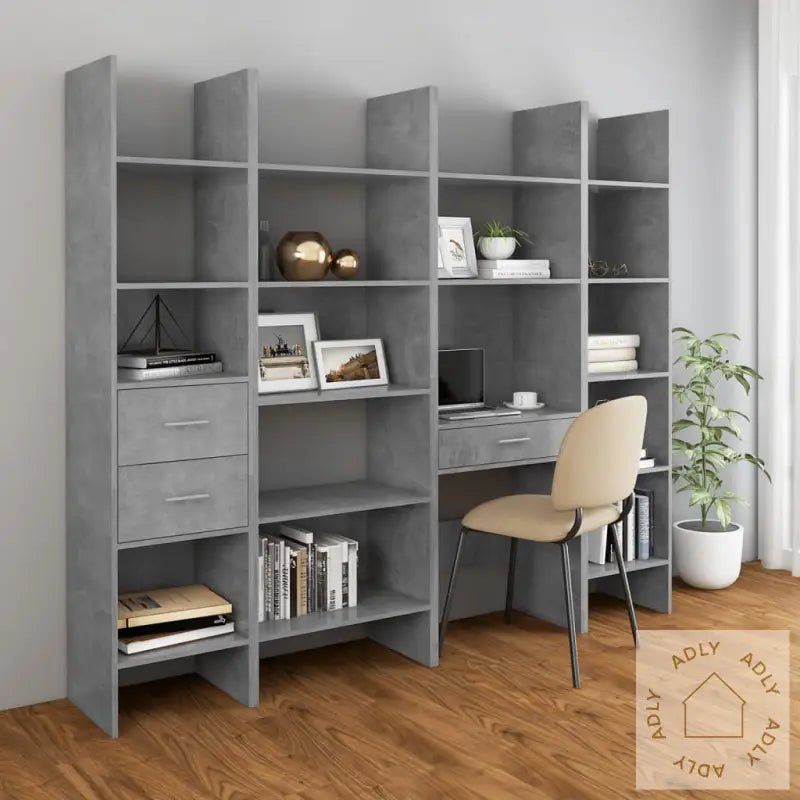 Bokhylle Betonggrå 40X35X180 Cm Konstruert Tre