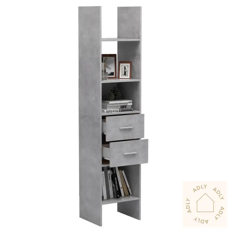 Bokhylle Betonggrå 40X35X180 Cm Konstruert Tre