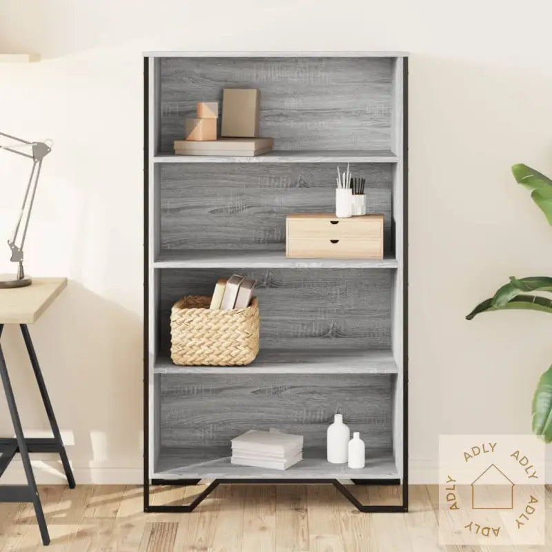 Bokhylle Grå Sonoma 80X31X137,5 Cm Konstruert Tre