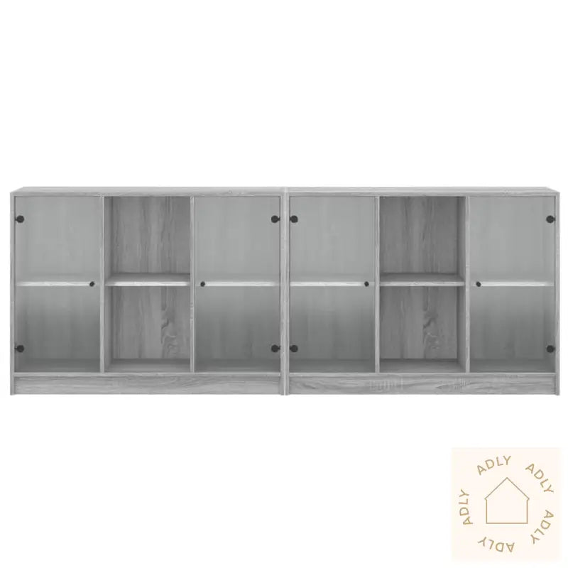 Bokhylle Med Dører Grå Sonoma 204X37X75 Cm Konstruert Tre