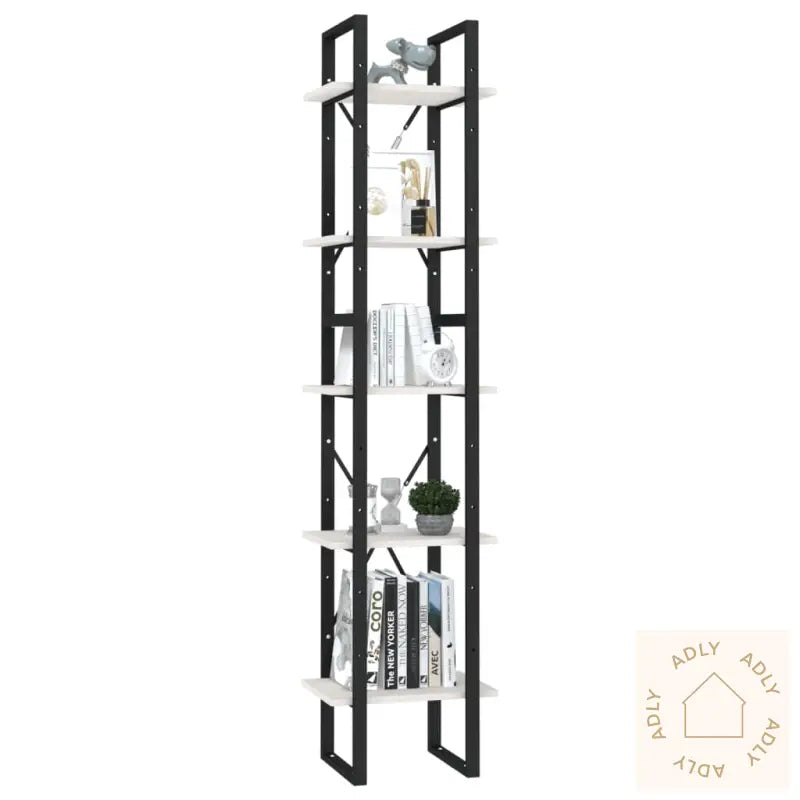 Bokhylle 5 Etasjer Hvit 40X30X175 Cm Heltre Furu