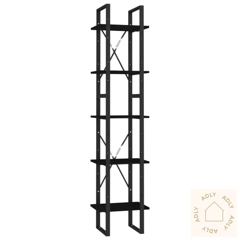 Bokhylle 5 Etasjer Svart 40X30X175 Cm Heltre Furu