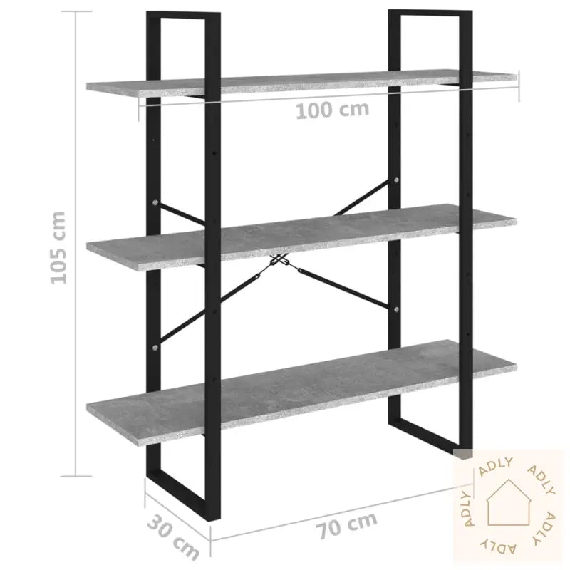 Bokhylle Betonggrå 100X30X105 Cm Konstruert Tre