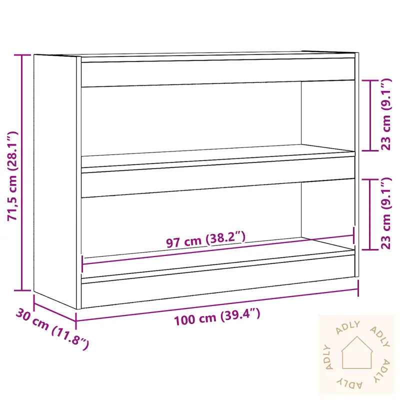 Bokhylle/Romdeler - Artisan Eik - 100X30X72 Cm - Laget Av Konstruert Tre