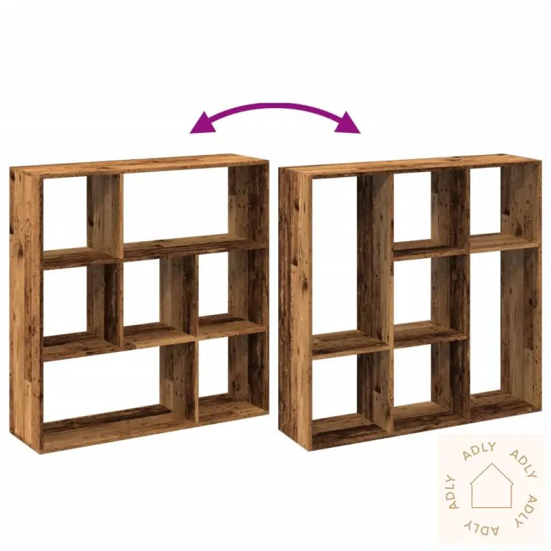 Romdeler Bokhylle Gammel Tre 102X29X103,5 Cm Konstruert Tre