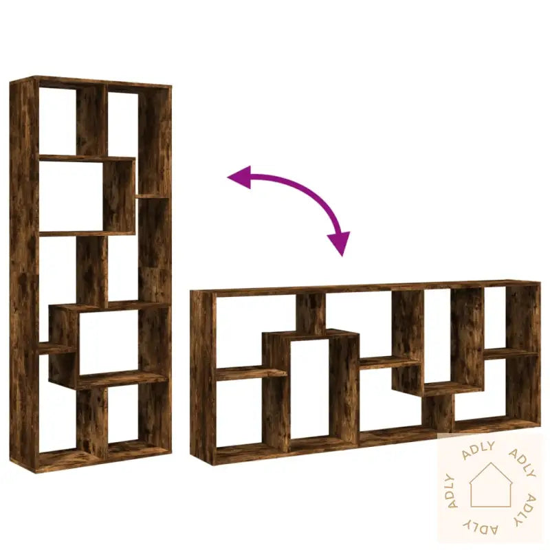 Romdeler Bokhylle Røkt Eik 67X25X161,5 Cm Konstruert Tre