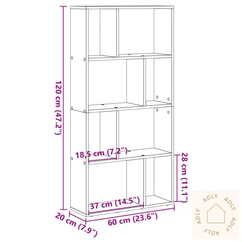 Bokhylle Svart 60X20X120 Cm Konstruert Tre