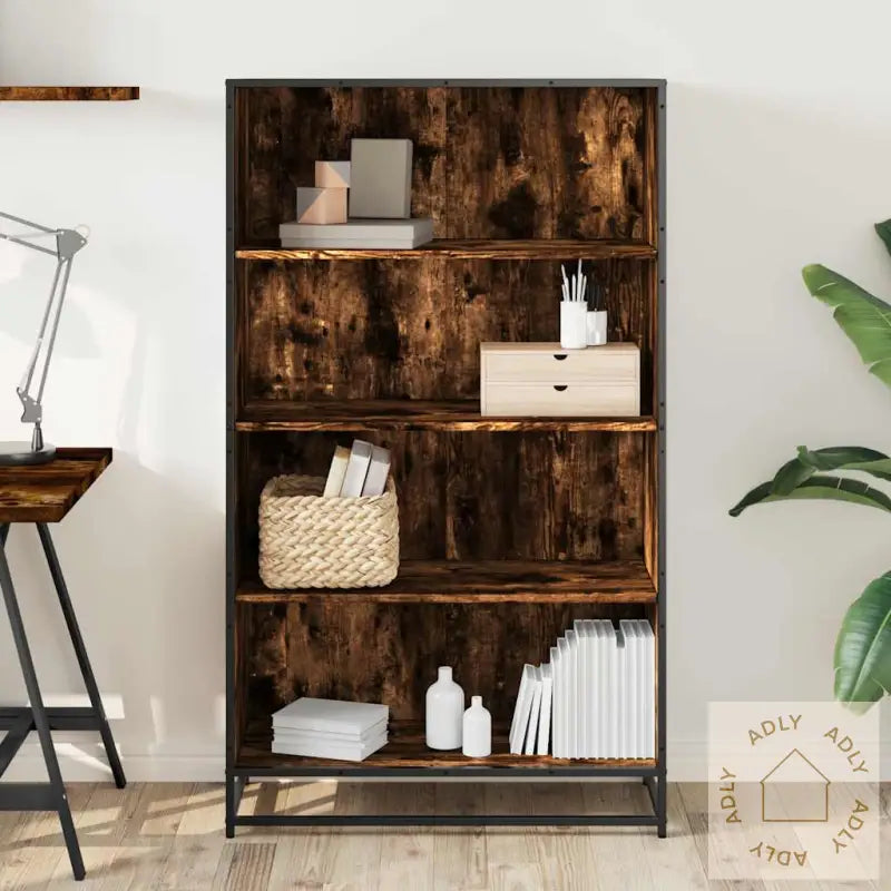 Bokhylle Røkt Eik 80,5X35X139 Cm Konstruert Tre
