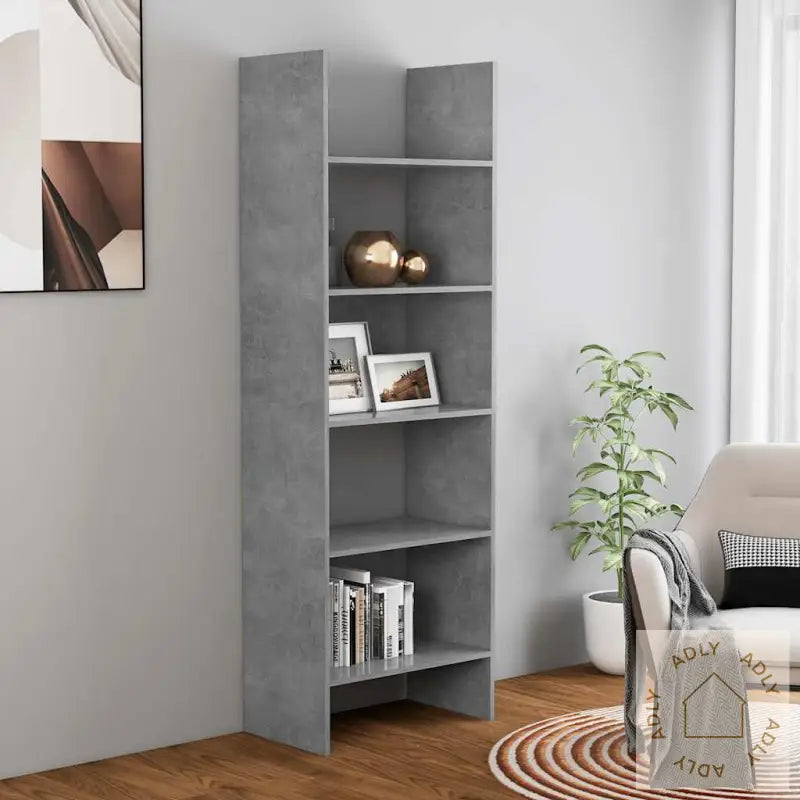 Bokhylle Betonggrå 60X35X180 Cm Konstruert Tre