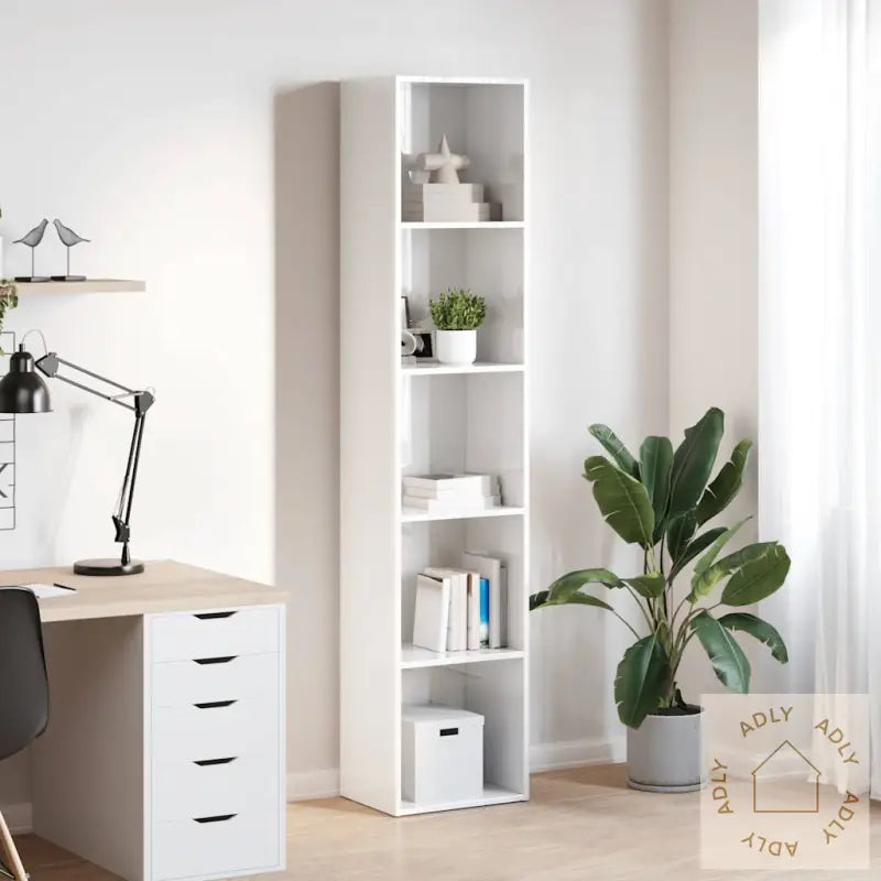 Bokhylle Høyglans Hvit 40X30X189 Cm Konstruert Tre