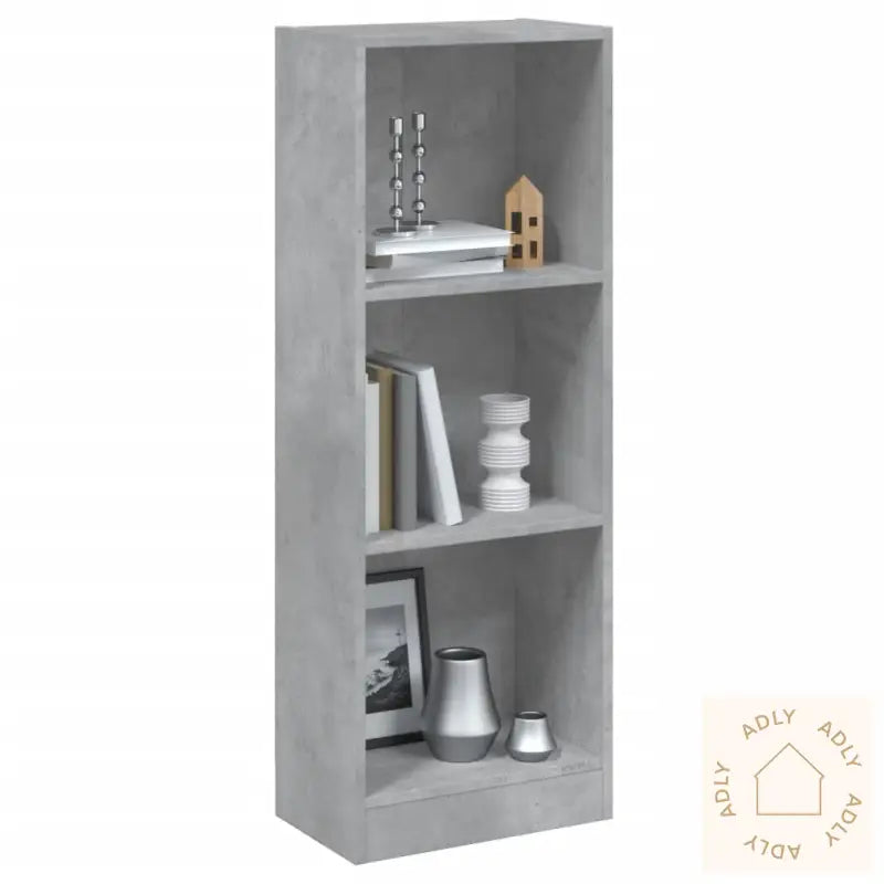 Bokhylle 3 Nivåer Betonggrå 40X24X109 Cm Konstruert Tre