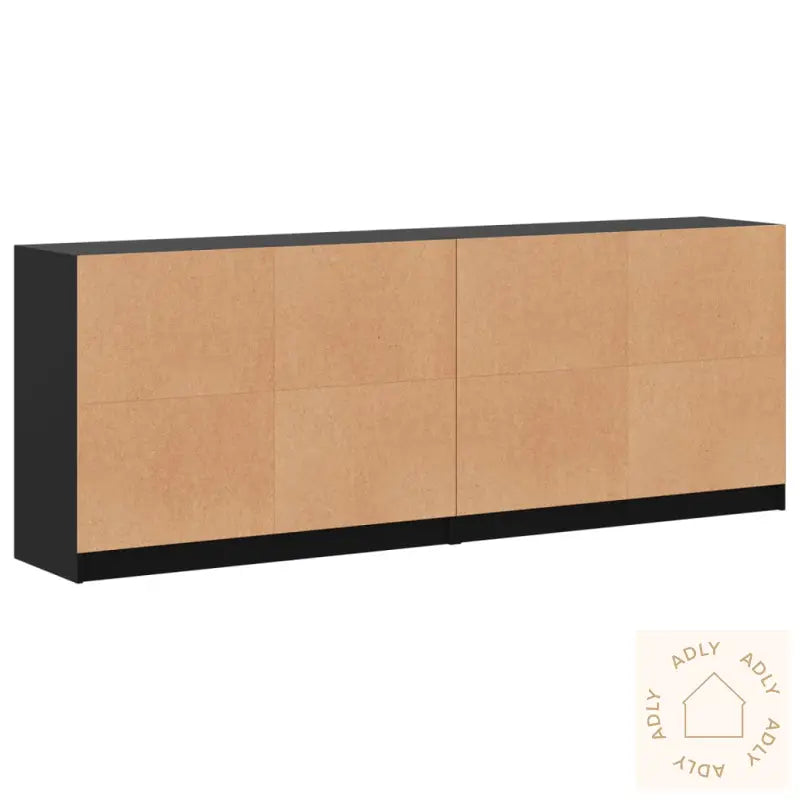 Bokhylle Med Dører Svart 204X37X75 Cm Konstruert Tre