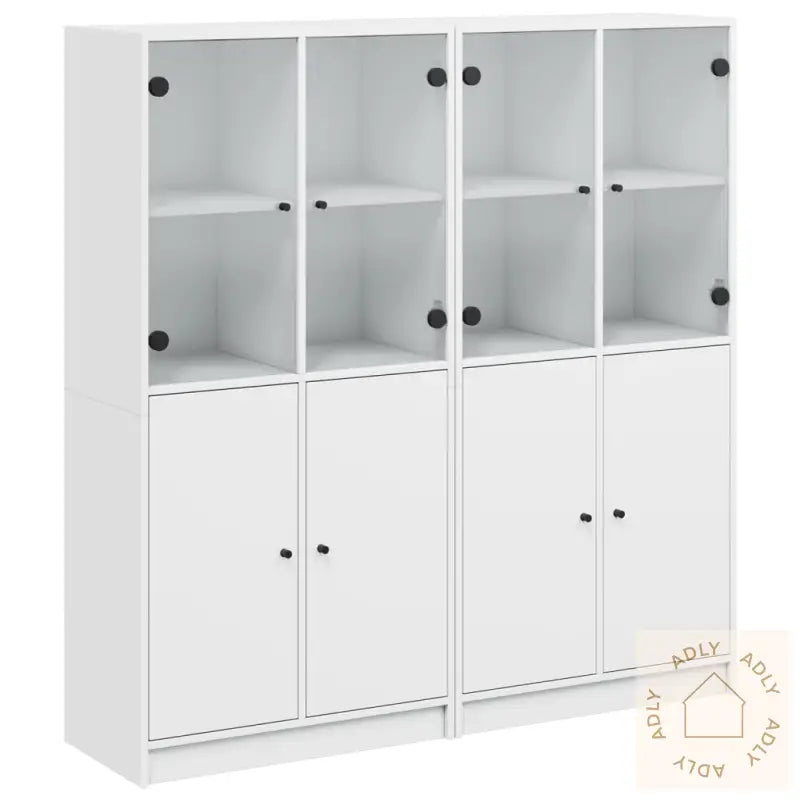 Bokhylle Med Dører Hvit 136X37X142 Cm Konstruert Tre