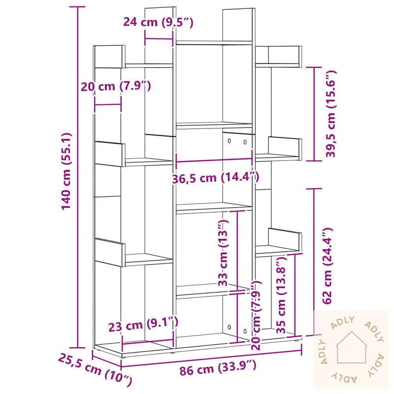 Bokhylle Svart Eik 86X25,5X140 Cm Lagd Av Tre