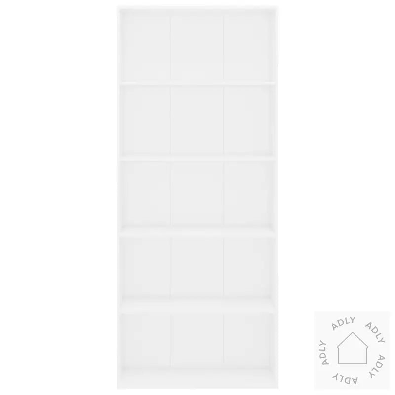 Bokhylle 5 Nivåer Hvit 80X30X189 Cm Konstruert Tre