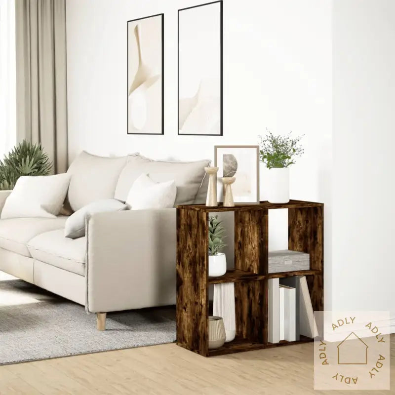 Romdeler Bokhylle Røkt Eik 69,5X29X69,5 Cm Konstruert Tre