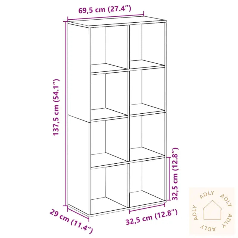 Romdeler Bokhylle Hvit 69,5X29X137,5 Cm Konstruert Tre
