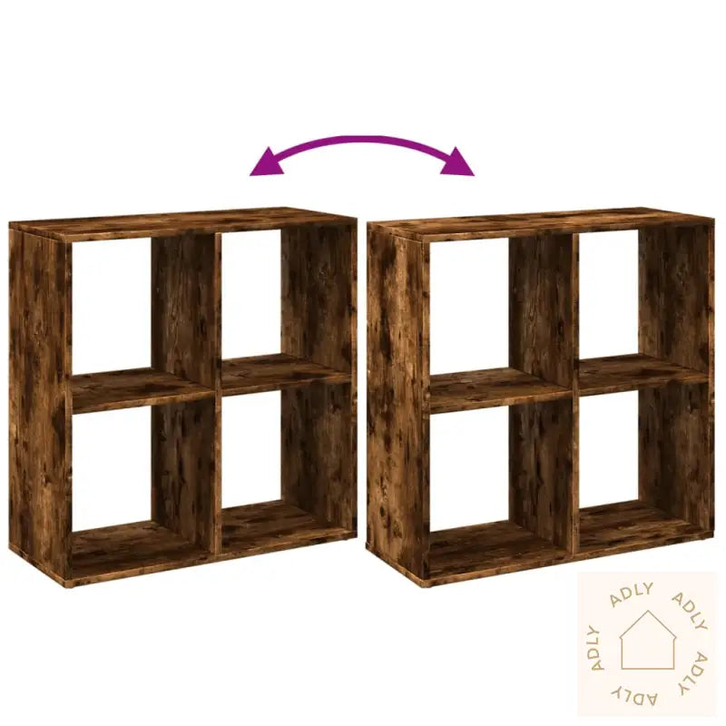 Romdeler Bokhylle Røkt Eik 69,5X29X69,5 Cm Konstruert Tre