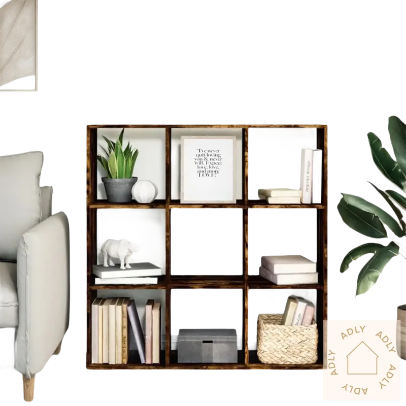 Moderne bokhylle med ni oppbevaringsrom, maks belastning, smart oppbevaring