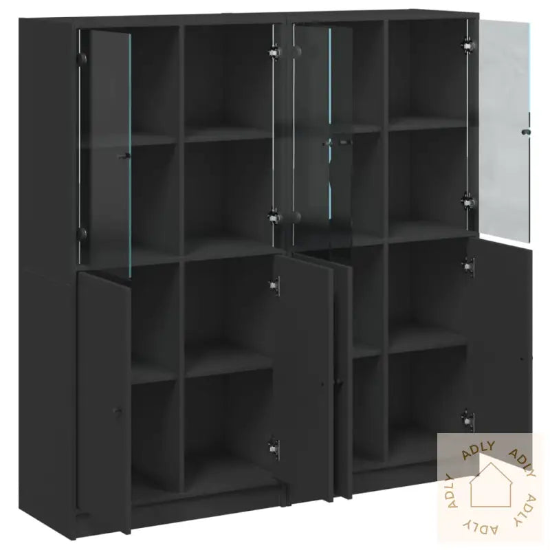 Bokhylle Med Dører Svart 136X37X142 Cm Konstruert Tre