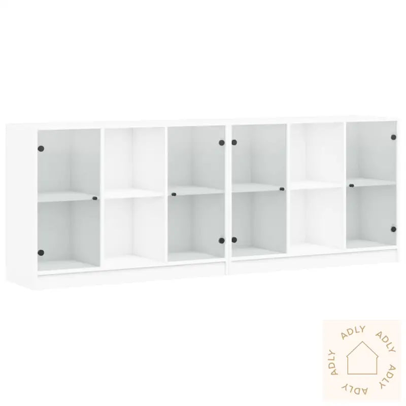Bokhylle Med Dører Hvit 204X37X75 Cm Konstruert Tre