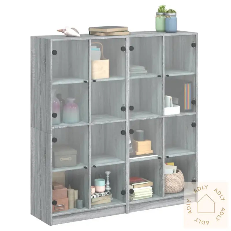 Bokhylle Med Dører Grå Sonoma 136X37X142 Cm Konstruert Tre