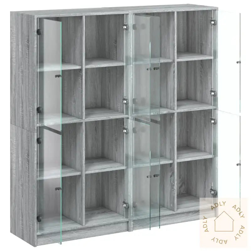 Bokhylle Med Dører Grå Sonoma 136X37X142 Cm Konstruert Tre