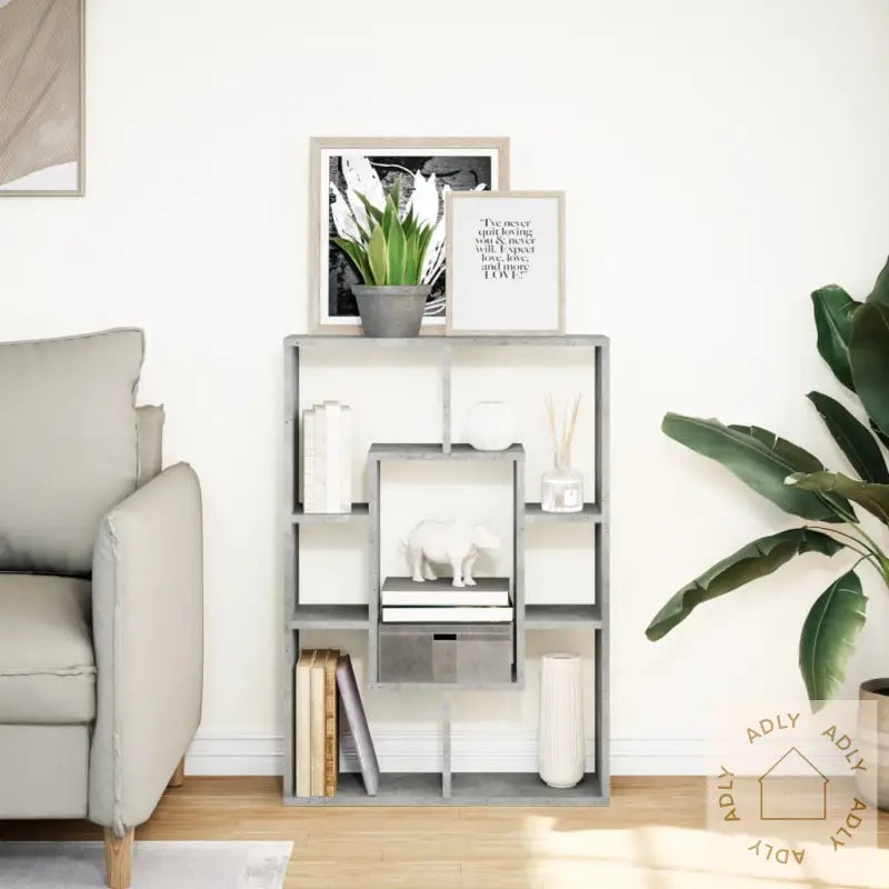 Bokhylle Betonggrå 63X20X90 Cm Konstruert Tre