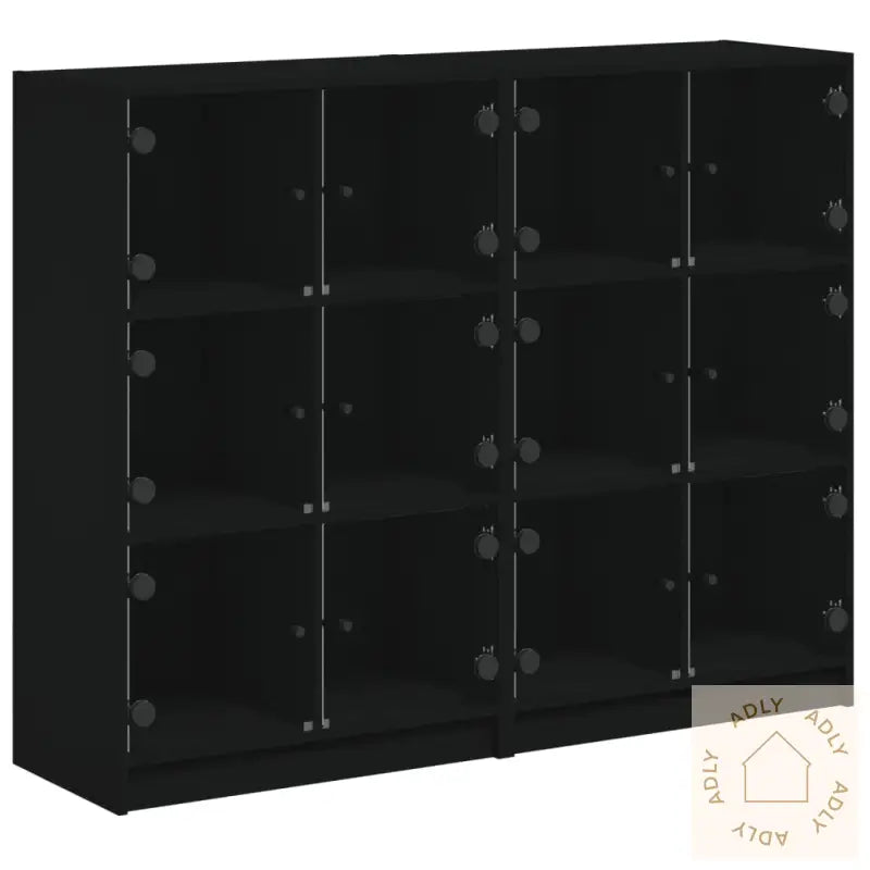 Bokhylle Med Dører Svart 136X37X109 Cm Konstruert Tre