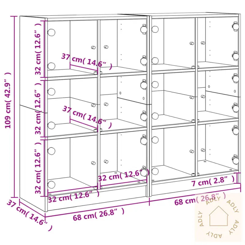 Bokhylle Med Dører Svart 136X37X109 Cm Konstruert Tre