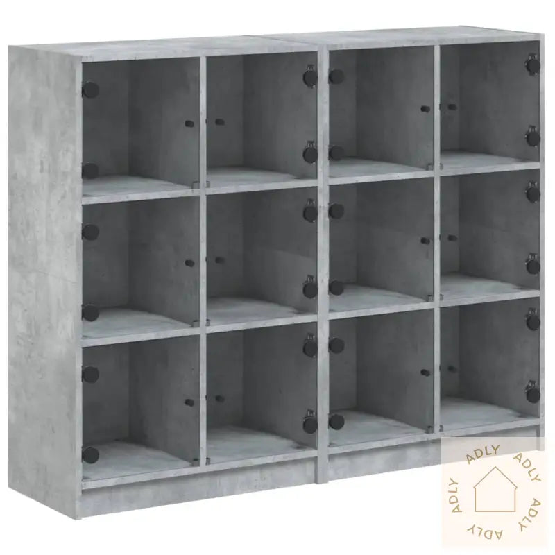 Bokhylle Med Dører Betonggrå 136X37X109 Cm Konstruert Tre