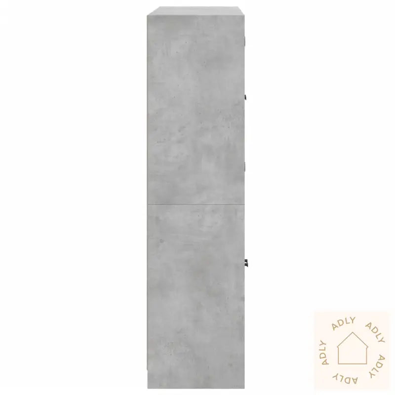 Bokhylle Med Dører Betonggrå 136X37X142 Cm Konstruert Tre